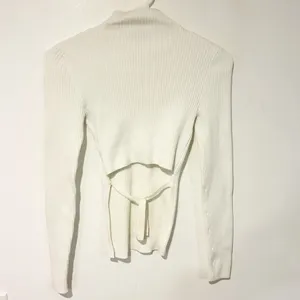 Babaton Aritzia Size XS White Ribbed Ambrosia Sculpt Knit Tie Back Top thumbnail 6