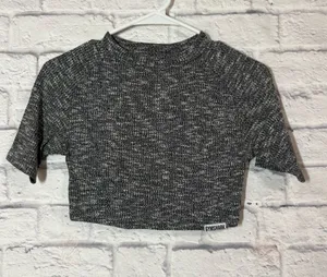 Gymshark Heathered Charcoal Short Sleeve Crop Top, Small thumbnail 1