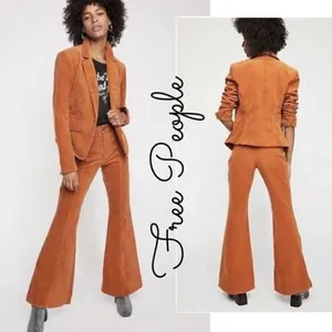 Free‎ People Heidi Brown Corduroy Button Front Blazer 4 thumbnail 2