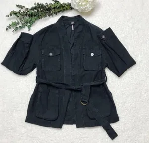 Free People XS Black Cargo Utility Jacket In Our Nature thumbnail 2