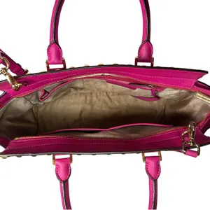 Michael Kors Selma Satchel Women Medium Magenta Pink Studded Saffiano Leather thumbnail 8