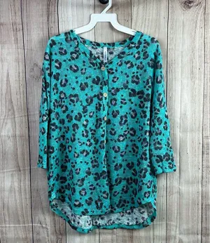 Watermelon Leopard Print Teal Button thumbnail 1