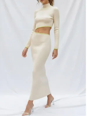 BAOBAB Kayda Cut-Out Long Sleeve Knit Maxi Dress, Vanilla/Lime, Large thumbnail 4