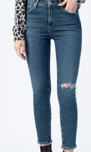 Citizens of Humanity Elsa Mid-Rise Skinny Crop Jeans dark wash ripped size 24 thumbnail 1