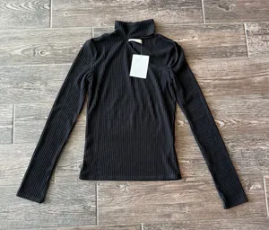 Oak + Fort Asymmetrical Cut Out Turtleneck Ribbed Sweater thumbnail 1
