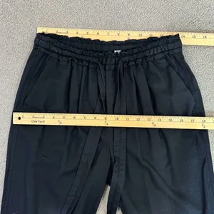 Gap Woven Slouchy‎ Pull On Crop Pants Black XS Ruffle Drawstring Waist High Rise thumbnail 9