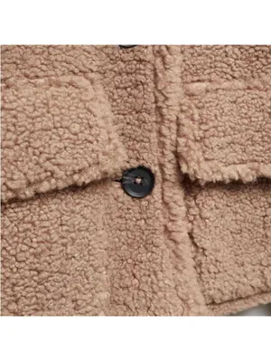 Mango Teen's Shearling-Effect Coat NWT Tan Teens Large thumbnail 2