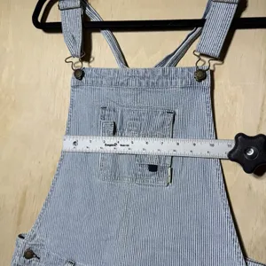 Zana Di Jeans Womens L Railroad Stripe Shortalls Overalls Cargo Y2K Utility Blue thumbnail 4