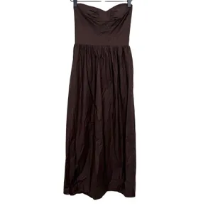 Reformation Buckley Strapless Midi Dress Brown Stretch Organic Cotton Size 2 New thumbnail 4