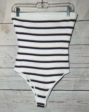 💋 3 FOR $20 LA Hearts • Strapless Body Suit • Striped • Medium thumbnail 1