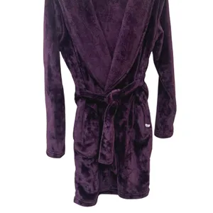 UGG Womens Purple Plush Hooded Robe Soft Fleece Belted Bathrobe Small thumbnail 14