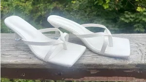 No Brand White Square Toe Sandals Sz 41 (10.5) NIB thumbnail 1