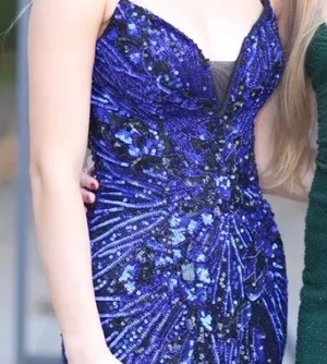 Primavera Couture Sparkling Royal Blue Sequin Evening Dress thumbnail 1