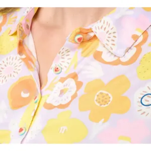 Ocean Pacific NWT Floral Henley Pajama Set Retro 70s Groovy Lounge Sleepwear S thumbnail 8
