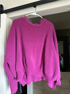 Women's Fuchsia Ribbed Knit Sweater - Unbranded thumbnail 2