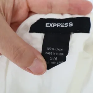 Express Pants Womens 5/6 White Coin Pocket Drawstring Waist Ankle Slit Wide Leg thumbnail 2