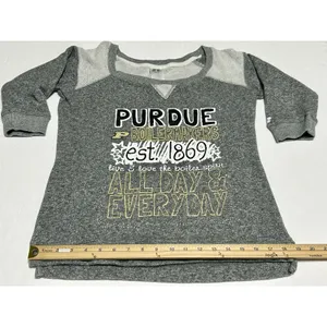 Russell Athletic Purdue Boilermakers Sweatshirt Womens Medium M Gray 3/4 Raglan Sleeve Scoop Neck thumbnail 4