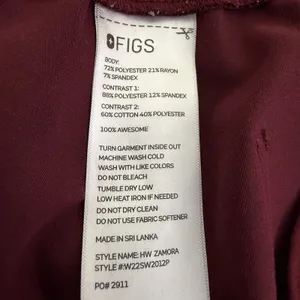 FIGS Zamora Jogger Scrub Pants XL Burgundy Wine High Waist Stretch Medical thumbnail 12