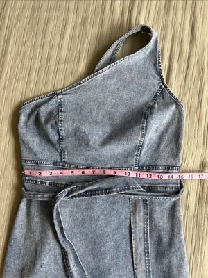 Le Lis Light Blue One-Shoulder Denim Dress thumbnail 2
