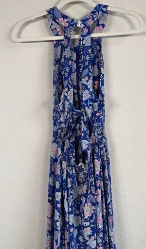 Abel the Label Blue Bell Cottage Floral Maxi Halter Backless Tie Back Dress Sz M thumbnail 14