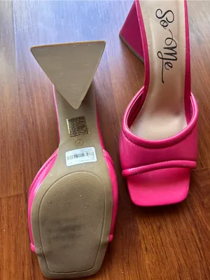 So Me Pink Square Toe Block Heel Slide Mules Size 7 thumbnail 3
