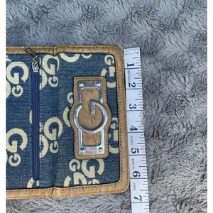 G By Guess Slim Amore Wallet 90s Y2K Monogram Denim Faux Gator Leather thumbnail 9