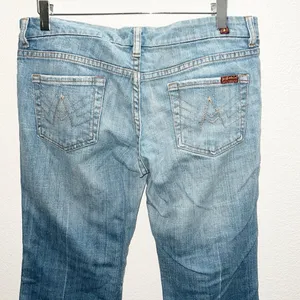 7 For All Mankind Women's Wide Leg Low To MidRise Flare Light Blue Jeans thumbnail 8