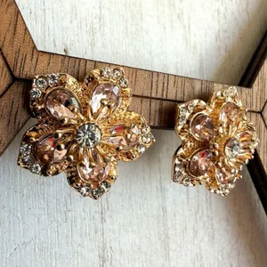 Betsey Johnson Pink Rhinestone Flower Statement Stud Earrings thumbnail 8