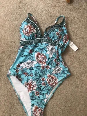 Cupshe Tranquil Blues Floral One Piece Swimsuit—Sz Small—Nwt thumbnail 8