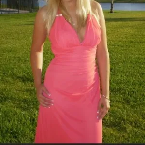 Vintage Betsy & Adam by Linda Bernell Women's Halter Dress Pink Maxi Dress Prom thumbnail 13