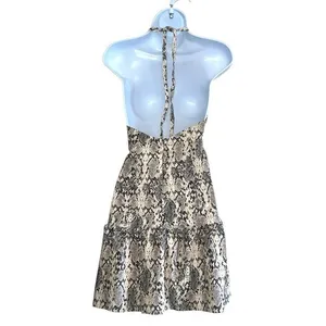 Free People Cecil Halter Mini Dress Snakeskin L Y2K Animal Print thumbnail 4