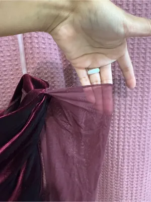 House of CB Off-Shoulder Velvet Midi Dress in Wine thumbnail 5