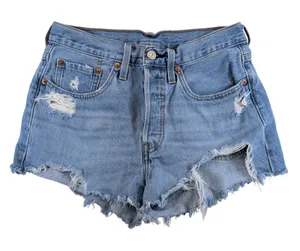 Levis 501 Original Women Light Wash Distressed Cut Off Denim Shorts Size 26‎ thumbnail 1