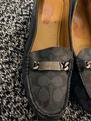 Coach Black Signature Canvas Loafers with Metal Accent thumbnail 4