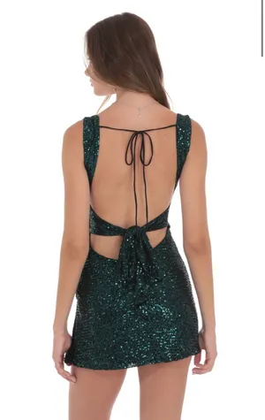 Lucy in the Sky Sequin Bodycon Dress in Green thumbnail 2