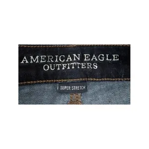 American Eagle Super‎ Stretch Dark Wash Frayed Raw Hem Denim Shorts Womens 6 thumbnail 5