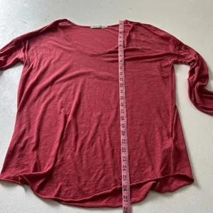 We The Free by Free People Red Long Sleeve Tee | Scoop Neck Soft Knit Top | Size thumbnail 7