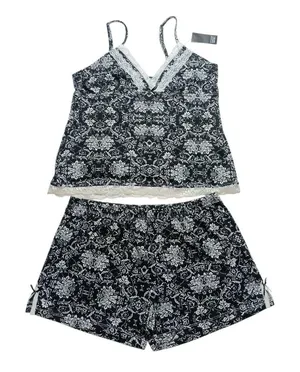Studio Badgley Mishka Pajama 2 Piece Set Set Shorts Cami Black White Size MEDIUM NEW NWT thumbnail 1