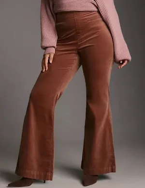 Anthropologie Pilcro Pull-On Mid-Rise Velvet Retro Flare Pants 32 thumbnail 1