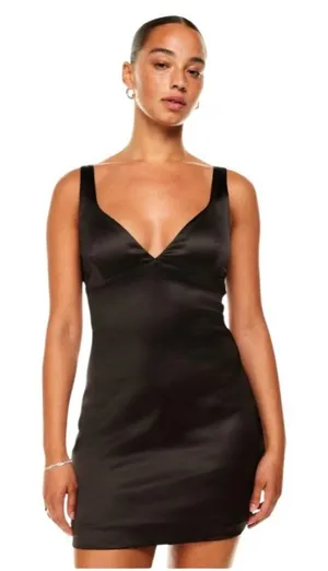 Babaton Aritzia Dress Women 4 Black Satin‎ Lala Dress Sheath Party Cocktail LBD thumbnail 1