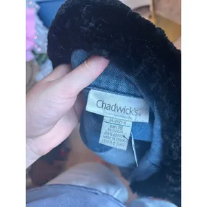 Faux Fur Denim Jacket Vintage Y2K Blue Jean Trucker Coat Chadwick's Size 16 thumbnail 2