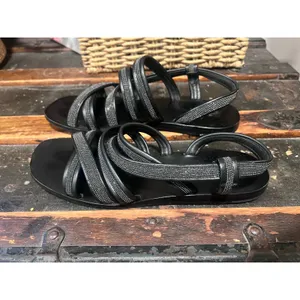Brunello Cucinelli - Embellished Black Leather sandals Quiet Luxury Old Money thumbnail 4