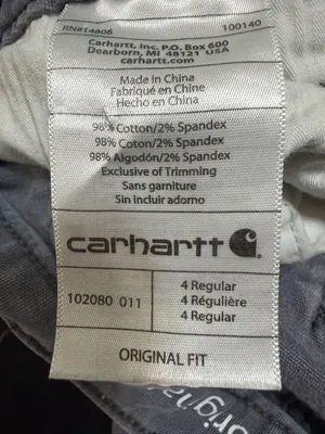 Carhartt Original Fit Gray Canvas Work Pants Carpenter Utility Size 4 Regular thumbnail 5