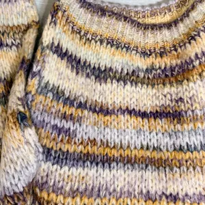 Molly Bracken Womens Striped Chunky Knit Wool Blend Sweater Purple Yellow M thumbnail 7