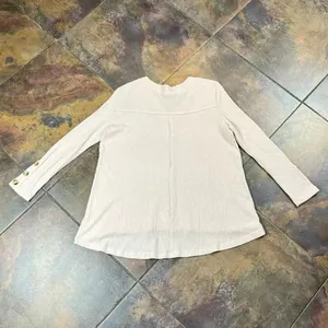 In Loom Ribbed Waffle Knit Long Sleeve Boxy Henley Top Large thumbnail 10