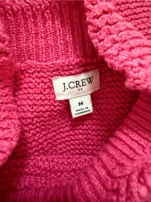 J. Crew Pink Cable-Trim Mock Neck Sweater thumbnail 4