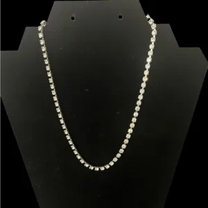 Vintage Estate Silver Clear Rhinestones Necklace Classic Formal thumbnail 2