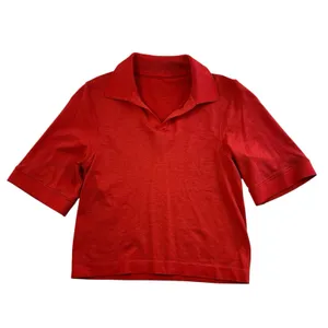 Lululemon Sz 0‎ Swiftly Tech Relaxed-Fit Polo Shirt Cropped Hot Heat / Red Glow thumbnail 3