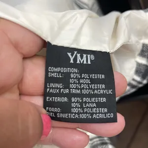 YMI Ladies Flannel Winter Coat wool blend size L thumbnail 6