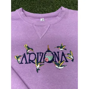 Vintage Arizona Sweatshirt Purple Embroidered Hummingbird Crewneck Large thumbnail 3